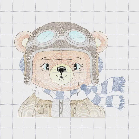 Bear Pilot embroidery designs - Plane embroidery design machine embroidery pattern - Teddy bear embroidery - Pilot Bear - instant download