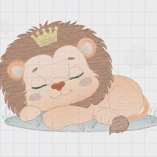Sleeping Lion King embroidery designs - Safari animal embroidery design machine embroidery pattern - Baby boy embroidery - instant download