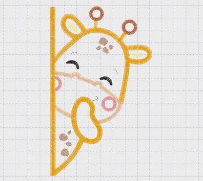 Peek-a-boo Giraffe split embroidery design - Safari Wild Animal machine embroidery pattern - Giraffe applique file - Instant download pes