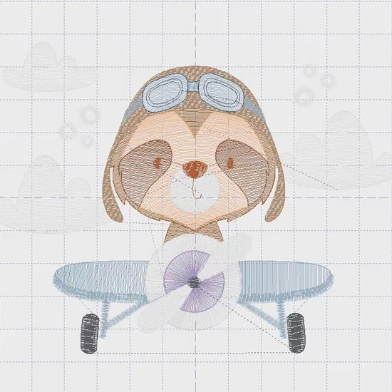 Airplane embroidery designs - Sloth Pilot embroidery design machine embroidery pattern - Baby boy embroidery file - digital download pes jef