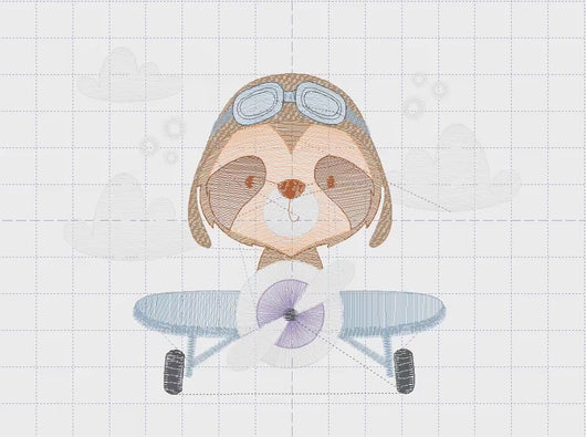 Airplane embroidery designs - Sloth Pilot embroidery design machine embroidery pattern - Baby boy embroidery file - digital download pes jef