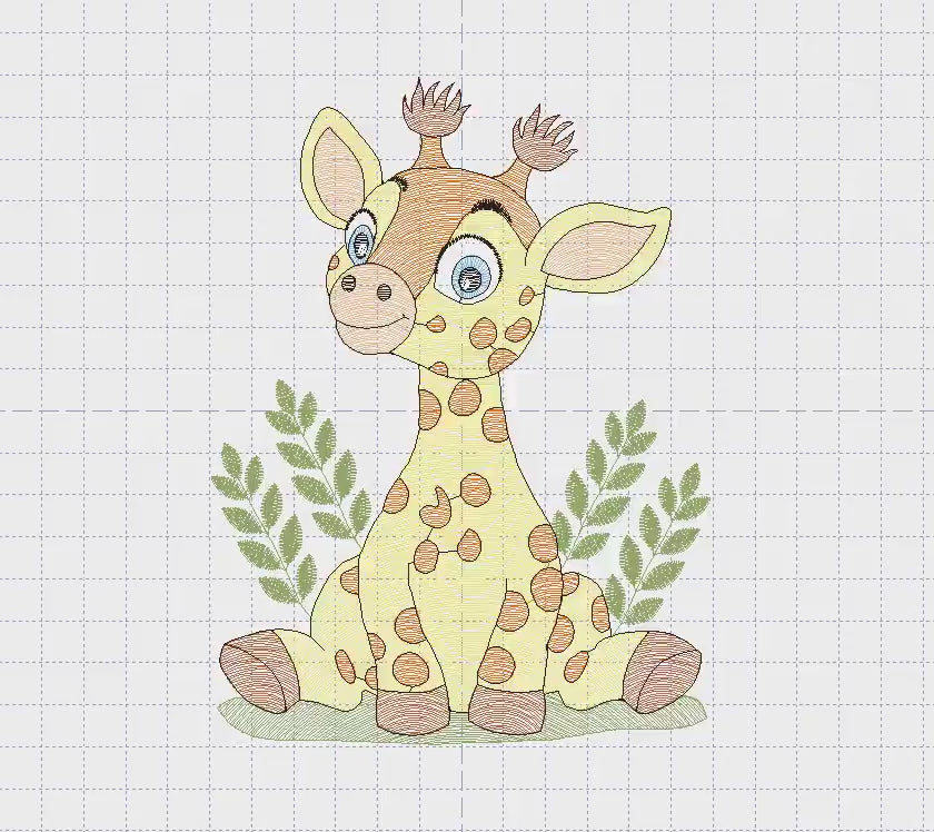 Giraffe with grass embroidery designs - Safari wild animal machine embroidery pattern - Baby boy file - Instant digital download pes jef dst
