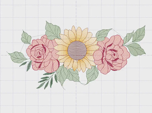 Sunflower embroidery designs - Roses embroidery design machine embroidery pattern - Flowers embroidery file - kitchen towel grandma design