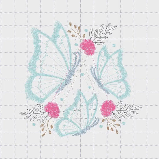 Butterfly embroidery design - Flowers embroidery designs machine embroidery pattern - Kitchen Towel embroidery file - instant download