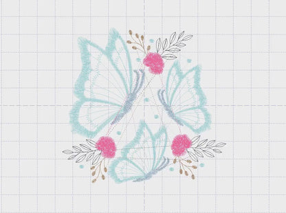 Butterfly embroidery design - Flowers embroidery designs machine embroidery pattern - Kitchen Towel embroidery file - instant download