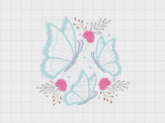 Butterfly embroidery design - Flowers embroidery designs machine embroidery pattern - Kitchen Towel embroidery file - instant download