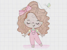 Cargar y reproducir el video en el visor de la galería, Teenager girl embroidery designs - Baby Girl embroidery design machine embroidery pattern - Girl with long wavy hair embroidery file pes dst
