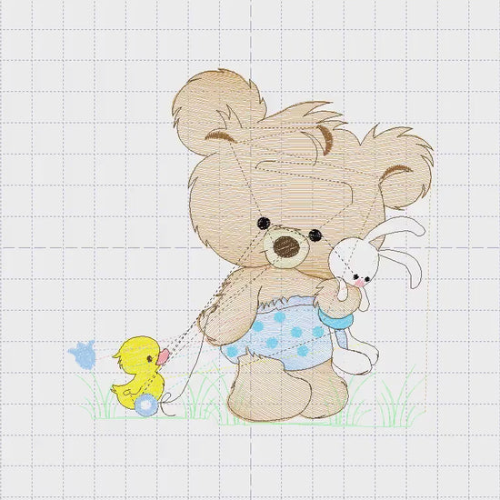 Bear embroidery designs - Baby boy embroidery design machine embroidery pattern - Cute teddy bear embroidery file - instant download pes jef