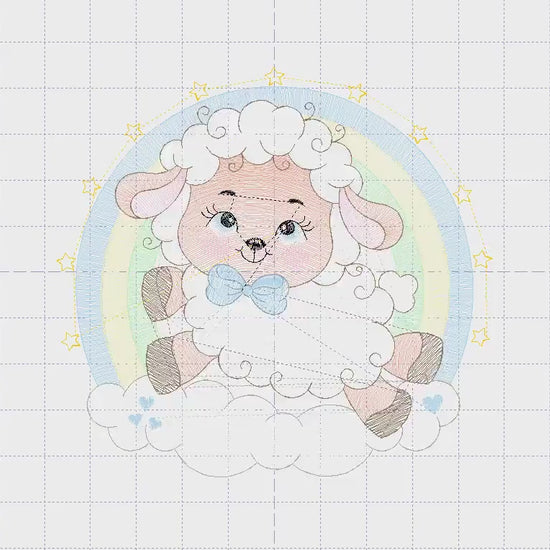 Sheep with rainbow embroidery design - Rainbow embroidery designs machine embroidery pattern - baby girl embroidery file newborn embroidery