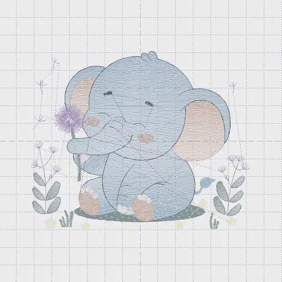 Elephant embroidery designs - Safari Animal embroidery design machine embroidery pattern - Baby boy embroidery file - Elephant with flower