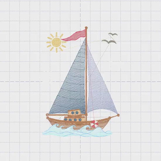 Boat embroidery designs - Sailboat embroidery design machine embroidery pattern - Nautical Baby boy embroidery file - pes instant download