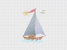 Charger et lire la vidéo dans la visionneuse de la Galerie, Boat embroidery designs - Sailboat embroidery design machine embroidery pattern - Nautical Baby boy embroidery file - pes instant download
