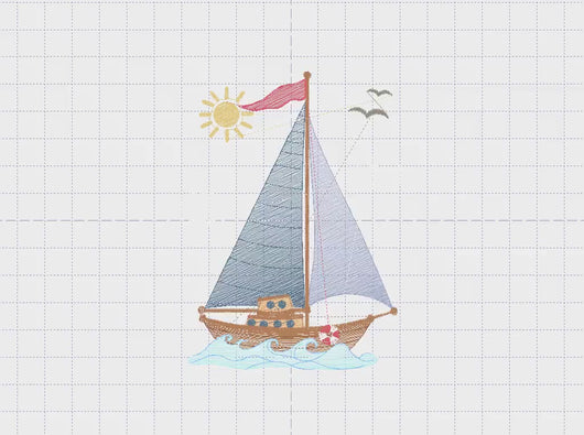 Boat embroidery designs - Sailboat embroidery design machine embroidery pattern - Nautical Baby boy embroidery file - pes instant download