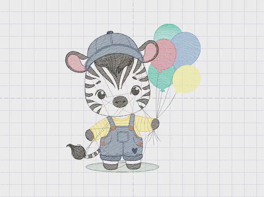 Zebra embroidery designs - Animal with balloons embroidery design machine embroidery pattern - Safari Party embroidery - instant download