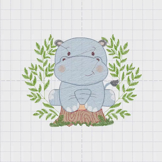 Hippo embroidery designs - Safari embroidery design machine embroidery pattern - Animal embroidery file - baby girl embroidery pes download