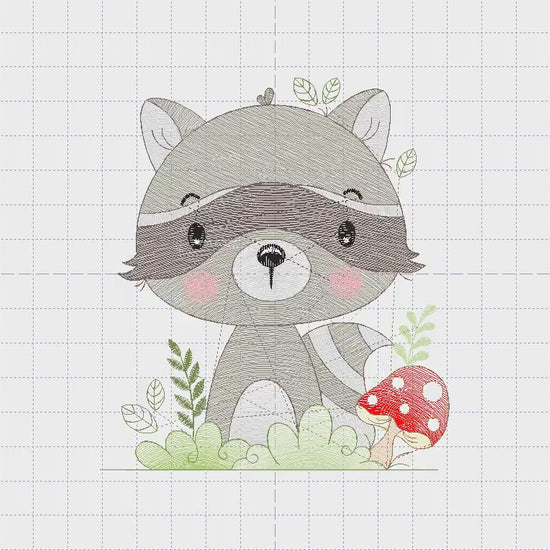 Raccoon embroidery designs - Animal embroidery design machine embroidery pattern - woodland embroidery file - Baby boy embroidery download