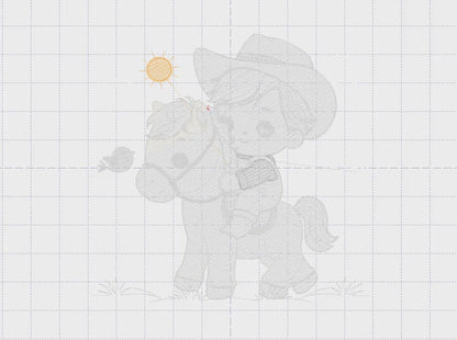 Cowboy embroidery design - Baby boy with horse embroidery designs machine embroidery pattern - Farm ranch embroidery file - instant download
