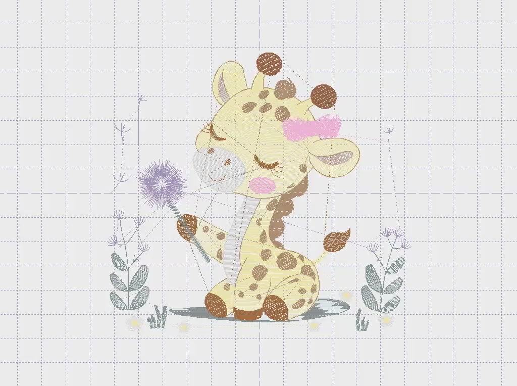 Giraffe embroidery design - Safari Animal embroidery designs machine embroidery pattern - Baby girl embroidery - Giraffe with flower lace