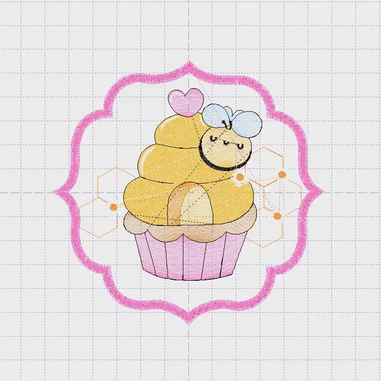 Bee embroidery design - Bee Cupcake embroidery designs machine embroidery pattern - Baby girl embroidery file - honey bee design frame pes