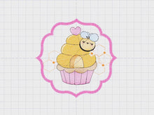 Laden und Abspielen von Videos im Galerie-Viewer, Bee embroidery design - Bee Cupcake embroidery designs machine embroidery pattern - Baby girl embroidery file - honey bee design frame pes
