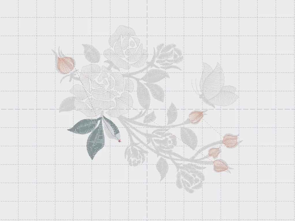 Roses and Butterfly embroidery design - Delicate Flowers machine embroidery pattern - Kitchen Towel Decoration - Instant digital download
