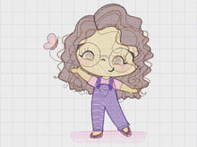 Load and play video in Gallery viewer, Girl with glasses embroidery designs - Teenager embroidery design machine embroidery pattern - Girl with wavy hair embroidery file download
