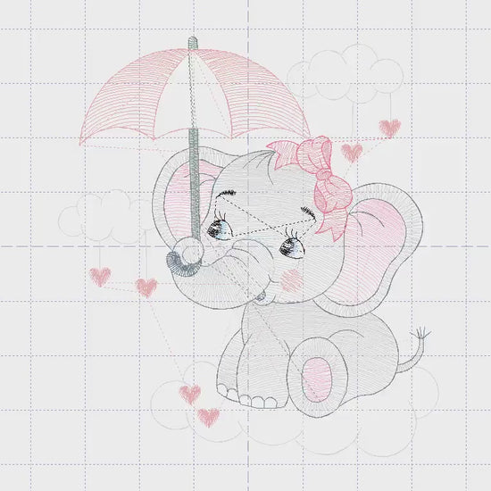 Elephant embroidery designs - Animal embroidery design machine embroidery pattern - Baby girl embroidery file - elephant with umbrella