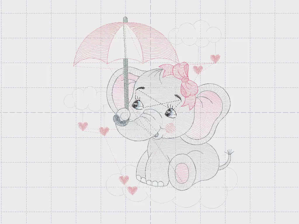 Elephant embroidery designs - Animal embroidery design machine embroidery pattern - Baby girl embroidery file - elephant with umbrella