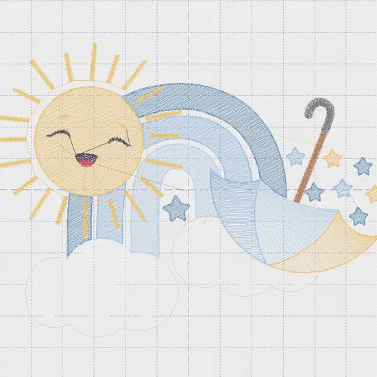 Rainbow embroidery design - Sun and cloud embroidery design machine embroidery pattern - Baby girl embroidery file - digital download kid
