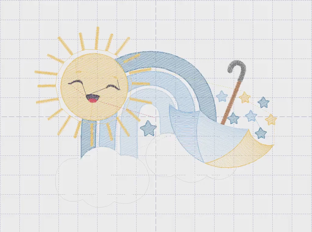 Rainbow embroidery design - Sun and cloud embroidery design machine embroidery pattern - Baby girl embroidery file - digital download kid