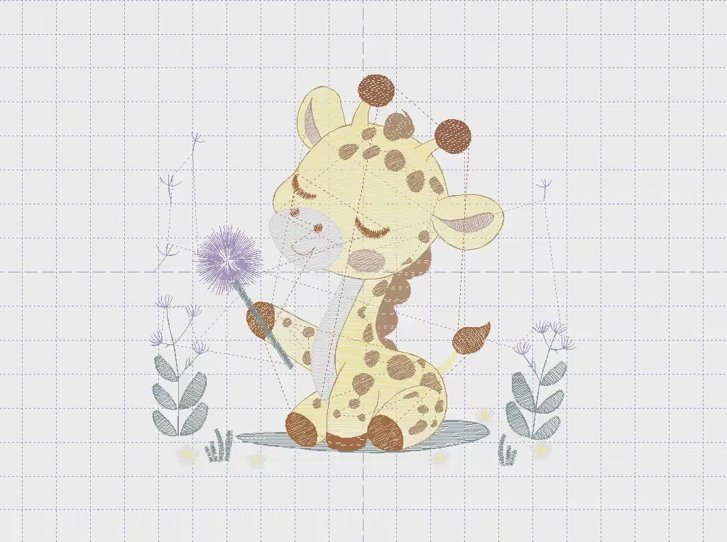 Giraffe embroidery design - Safari Animal embroidery designs machine embroidery pattern - Baby boy embroidery file - Giraffe with flower pes