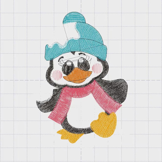 Penguin embroidery design - Cold Artic Winter Animal machine embroidery pattern - Baby boy file - Instant digital download pes jef dst hus