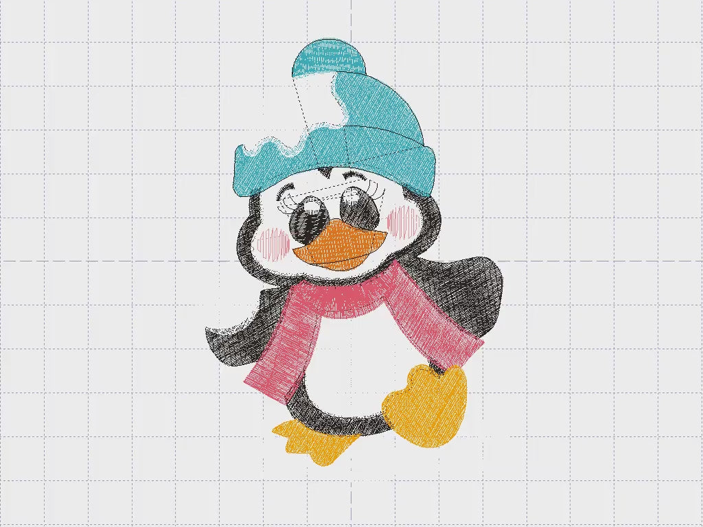 Penguin embroidery design - Cold Artic Winter Animal machine embroidery pattern - Baby boy file - Instant digital download pes jef dst hus