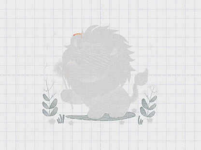 Lion embroidery designs - Safari animal embroidery design machine embroidery pattern - Baby boy embroidery - Lion with flower embroidery pes