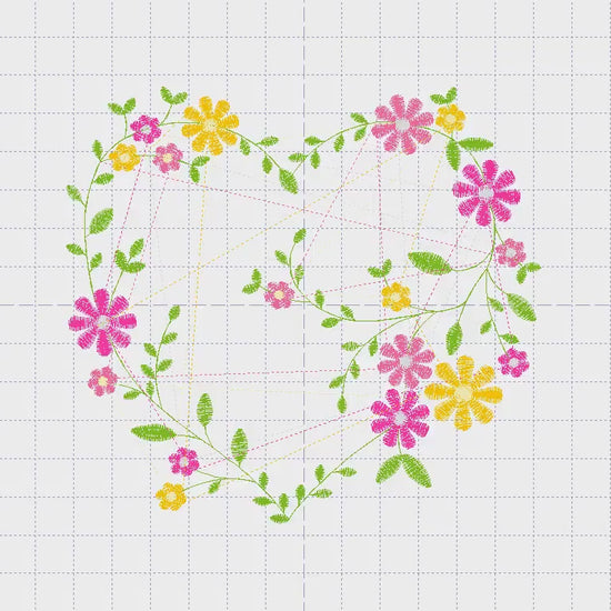 Heart with flowers embroidery designs - Flower embroidery design machine embroidery pattern - Baby girl embroidery - Heart embroidery frame