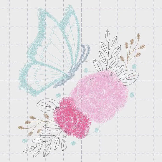 Butterfly embroidery design - Flowers embroidery designs machine embroidery pattern - Kitchen Tea Towel embroidery file - instant download