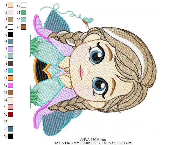 Princess Anna embroidery design - Disney Princess machine embroidery pattern - Baby Girl Frozen Princess file - Instant digital download - Marcia Embroidery