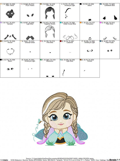 Princess Anna embroidery design - Disney Princess machine embroidery pattern - Baby Girl Frozen Princess file - Instant digital download - Marcia Embroidery