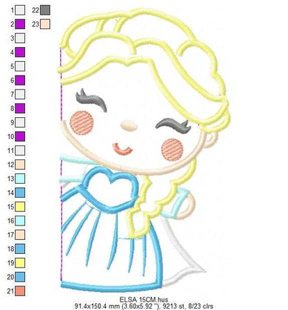 Princess Elsa embroidery design - Frozen Disney Princess machine embroidery pattern - Princess applique design - Instant digital Download - Marcia Embroidery
