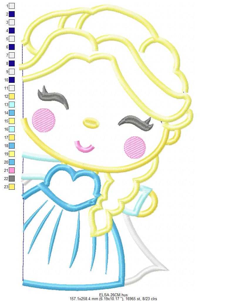 Princess Elsa embroidery design - Frozen Disney Princess machine embroidery pattern - Princess applique design - Instant digital Download - Marcia Embroidery