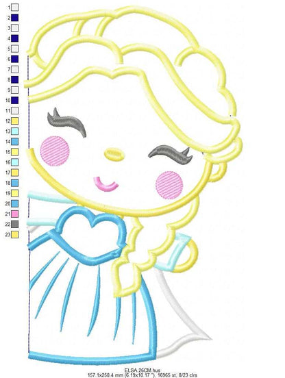 Princess Elsa embroidery design - Frozen Disney Princess machine embroidery pattern - Princess applique design - Instant digital Download - Marcia Embroidery