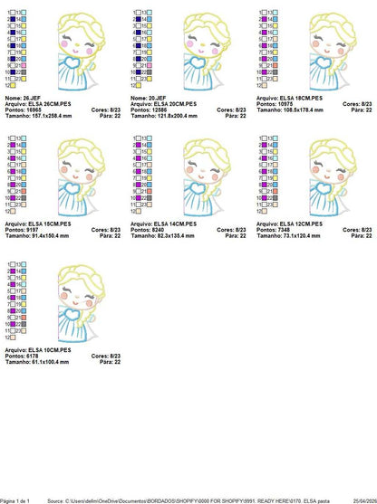 Princess Elsa embroidery design - Frozen Disney Princess machine embroidery pattern - Princess applique design - Instant digital Download - Marcia Embroidery