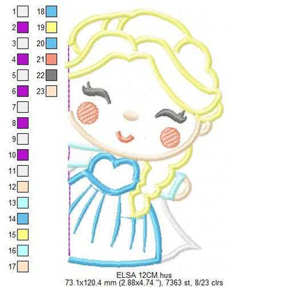 Princess Elsa embroidery design - Frozen Disney Princess machine embroidery pattern - Princess applique design - Instant digital Download - Marcia Embroidery
