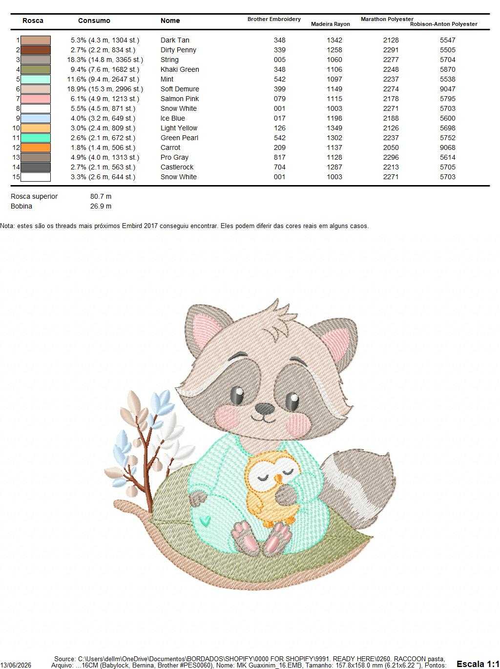 Raccoon embroidery design - Woodland Forest Animal with pajamas machine embroidery pattern - Baby girl and Boy file - Instant download pes jef - Marcia Embroidery