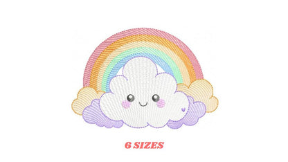 Rainbow with clouds embroidery design - Colorful Rainbow machine embroidery pattern - Instant digital download pes jef dst hus vp3 - Marcia Embroidery