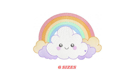 Rainbow with clouds embroidery design - Colorful Rainbow machine embroidery pattern - Instant digital download pes jef dst hus vp3 - Marcia Embroidery