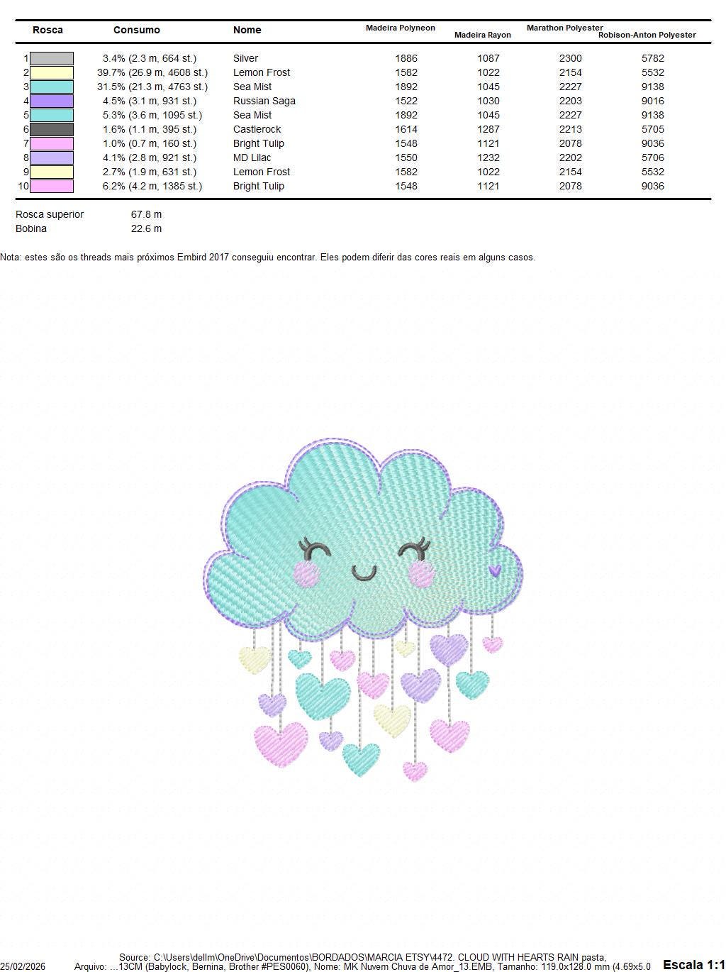 Raining Cloud embroidery design - Cloud with raining hearts machine embroidery pattern - Cloud with happy face - Baby girl and boy file - Instant digital download pes jef dst hus vp3 - Marcia Embroidery