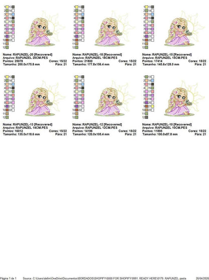 Rapunzel embroidery design - Disney Princess machine embroidery pattern - Baby Girl Princess design - Instant digital download pes jef - Marcia Embroidery