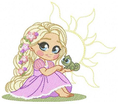 Rapunzel embroidery design - Disney Princess machine embroidery pattern - Baby Girl Princess design - Instant digital download pes jef - Marcia Embroidery