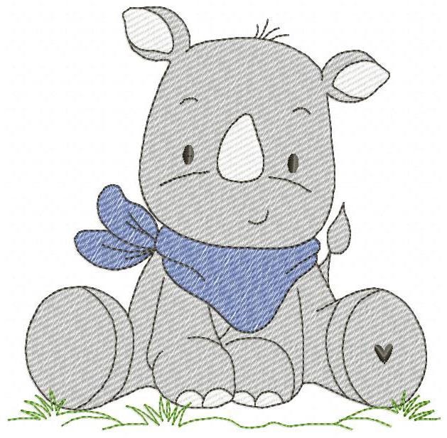 Rhino embroidery designs - Safari Wild Animal embroidery design machine embroidery pattern - baby boy and girl embroidery file - Instant download pes jef - Marcia Embroidery